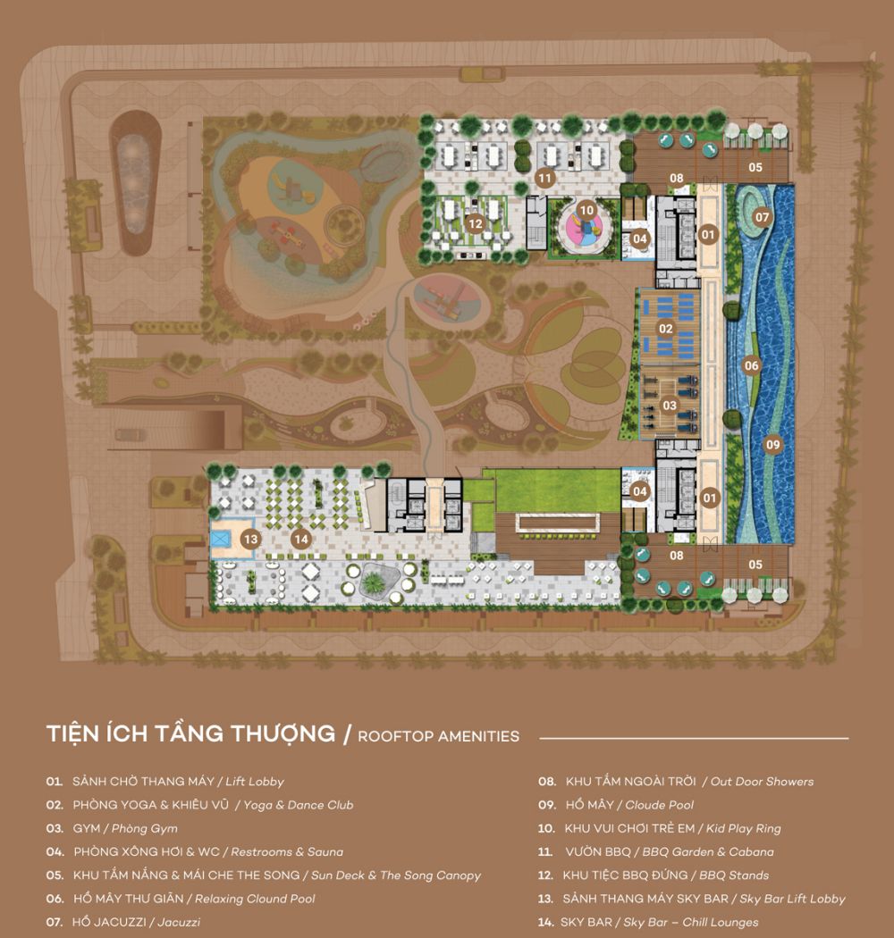 Mặt bằng tầng sân thượng của căn hộ The Sóng Vũng Tàu