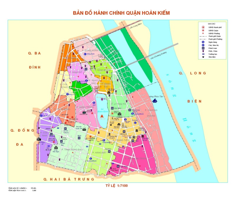 Bản đồ hành chính các phường tại Quận Hoàn Kiếm năm 2022