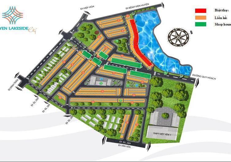 Phối cảnh Mặt bằng dự án Việt Yên Lakeside City Bắc Giang