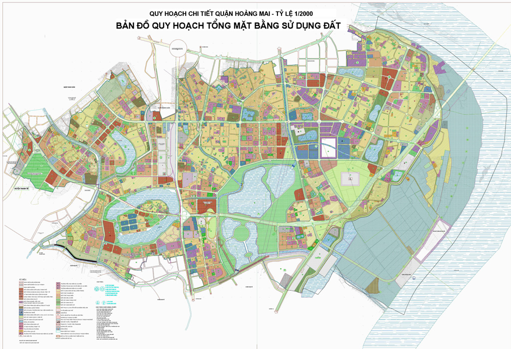 Bản đồ quy hoạch tổng mặt bằng sử dụng đất tại Quận Hoàng Mai khổ lớn
