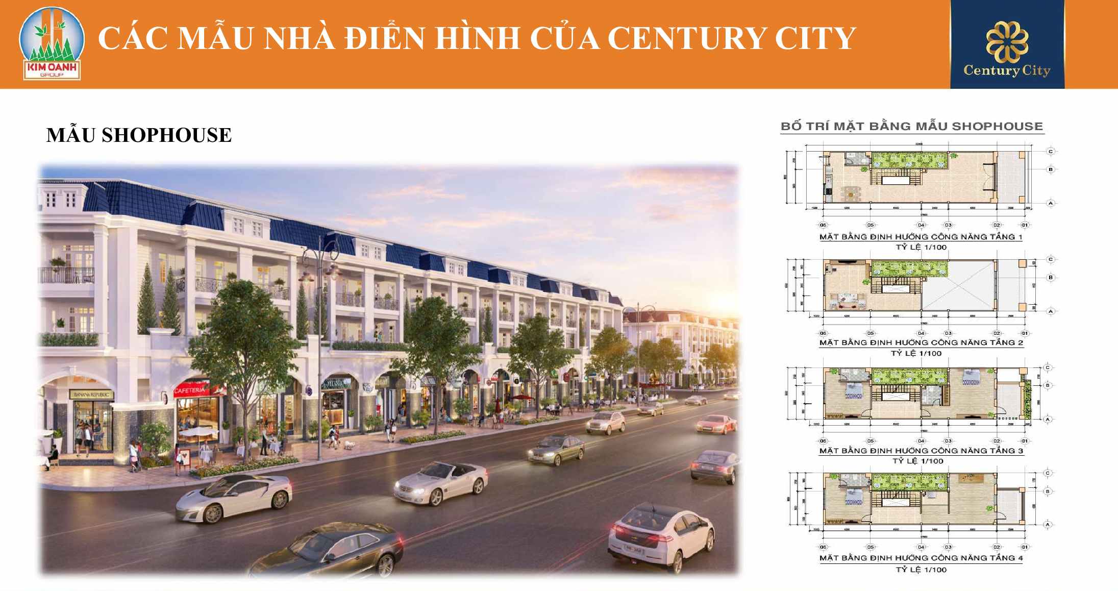 Mẫu nhà Shophouse điển hình của Century City Bình Sơn