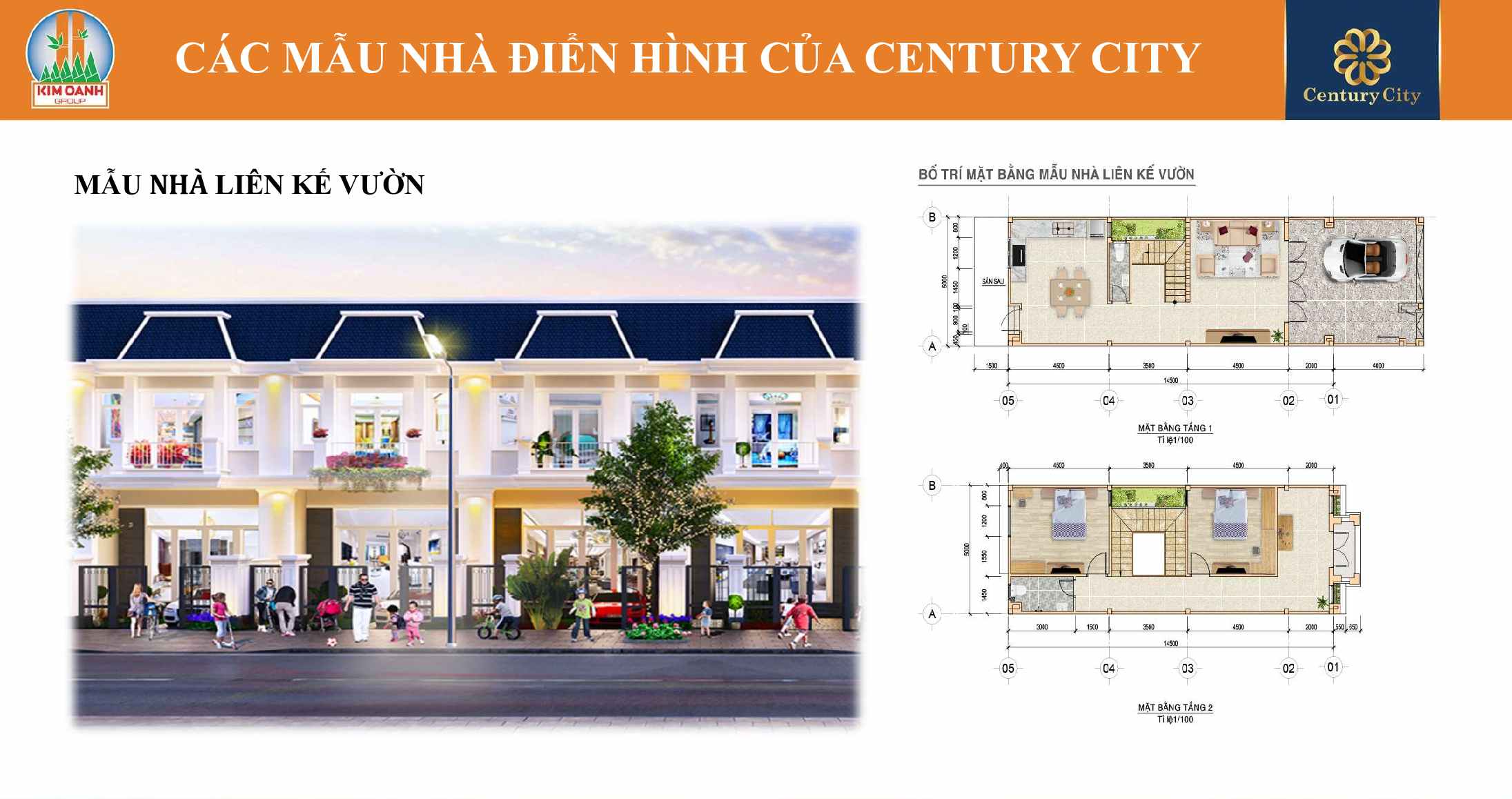 Mẫu nhà Liên kế Vườn điển hình của Century City Bình Sơn