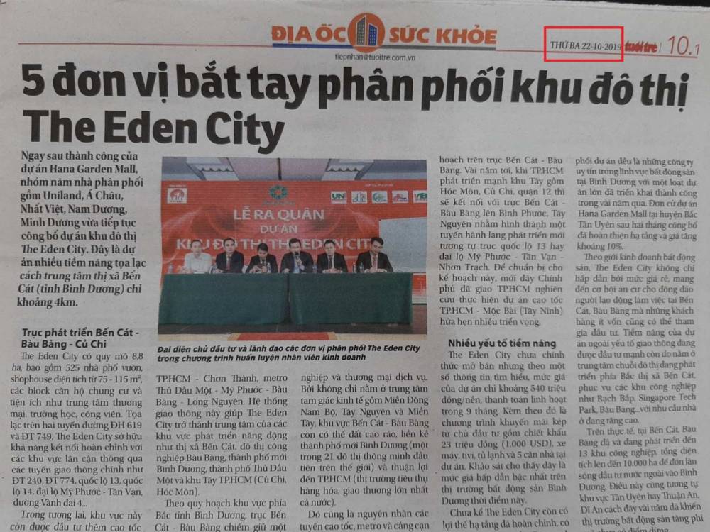 Báo chí viết dự án The Eden City Bình Dương