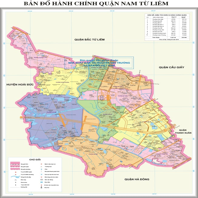 Bản đồ hành chính các phường quận nam từ liêm 