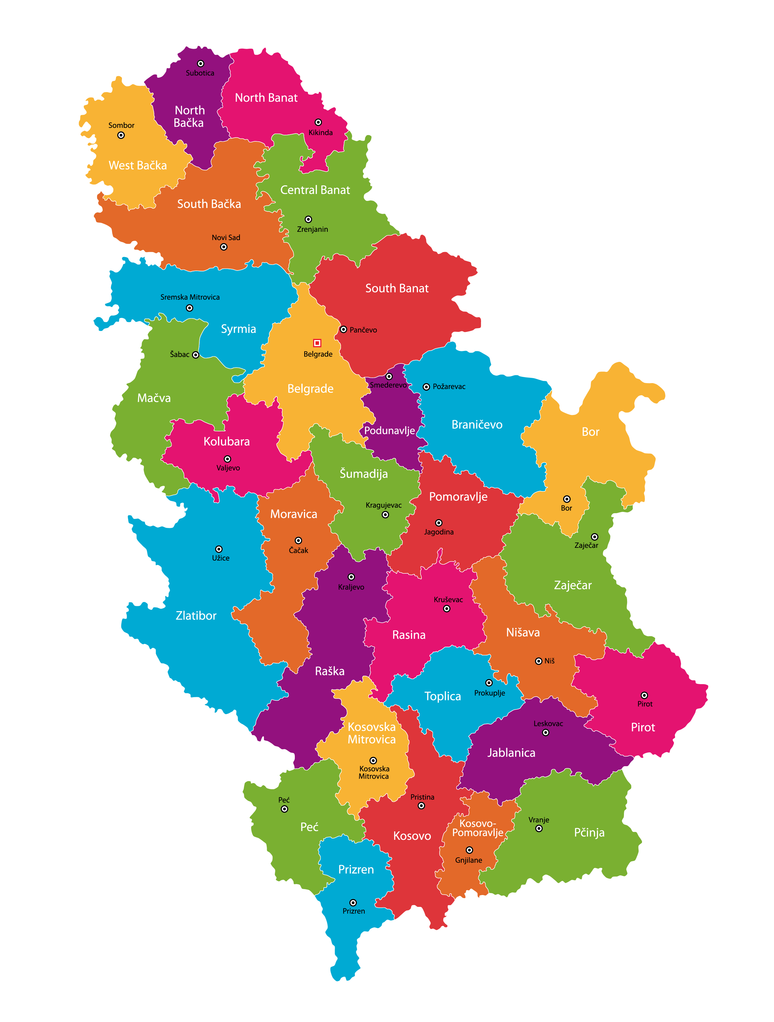 Bản đồ đất nước Serbia (Serbia Map) Khổ lớn, Phóng to (2024)