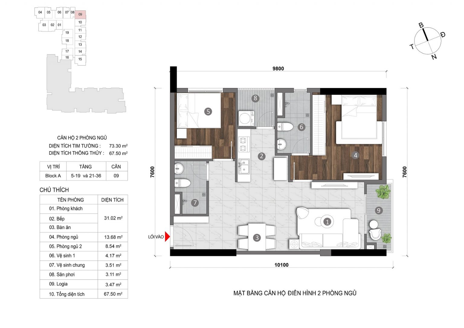 Thiết kế căn GÓC 2 phòng ngủ tại căn hộ Opal CityView Bình Dương