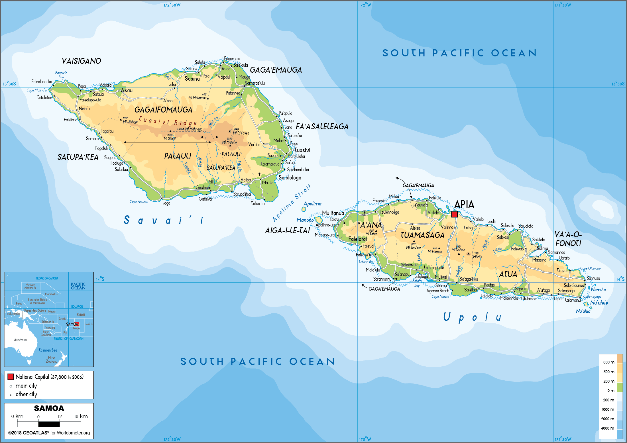 Bản đồ đất nước Samoa (Samoa Map) Khổ lớn, Phóng to (2024)