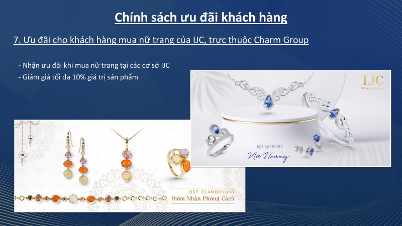 Ưu đãi cho khách hàng mua nữ trang của IJC trực thuộc Charm Group với mức giảm tối đa 10%