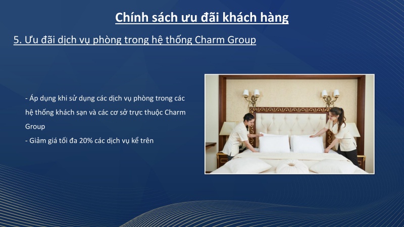 Ưu đãi dịch vụ phòng trong hệ thống Charm Group