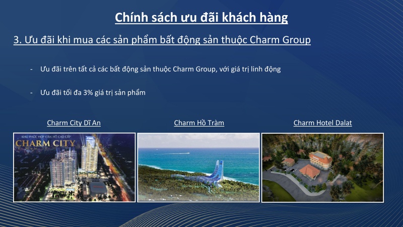 Ưu đãi khi mua các sản phẩm bất động sản Charm Group tối đa là 3% giá trị sản phẩm