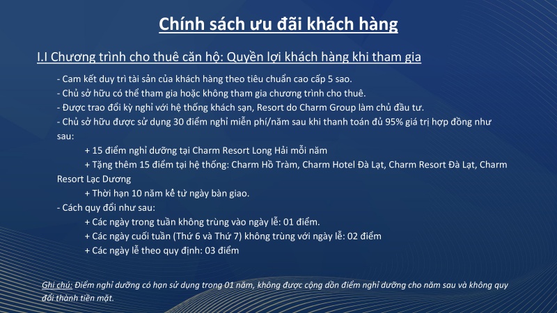 Chính sách ưu đãi khách hàng với chương trình cho thuê căn hộ