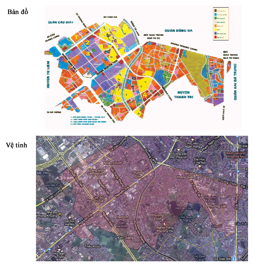 Bản đồ hành chính quận Thanh Xuân bản đồ vệ tinh