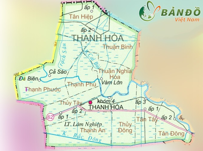 Bản đồ hành chính các xã tại huyện Thạnh Hóa