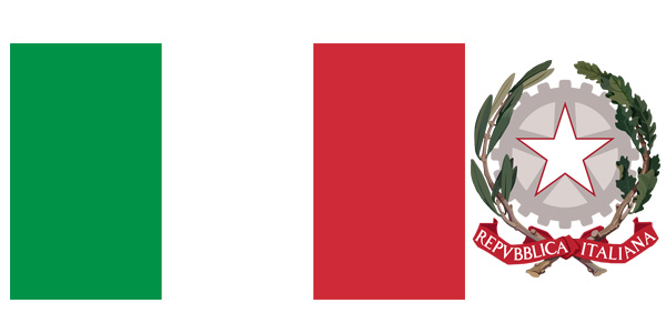 Quốc kỳ Ý có ba sọc dọc màu xanh lá cây, trắng và đỏ.  Trong đó, màu xanh lá cây được quy định là màu bên cạnh cột buồm khi treo.