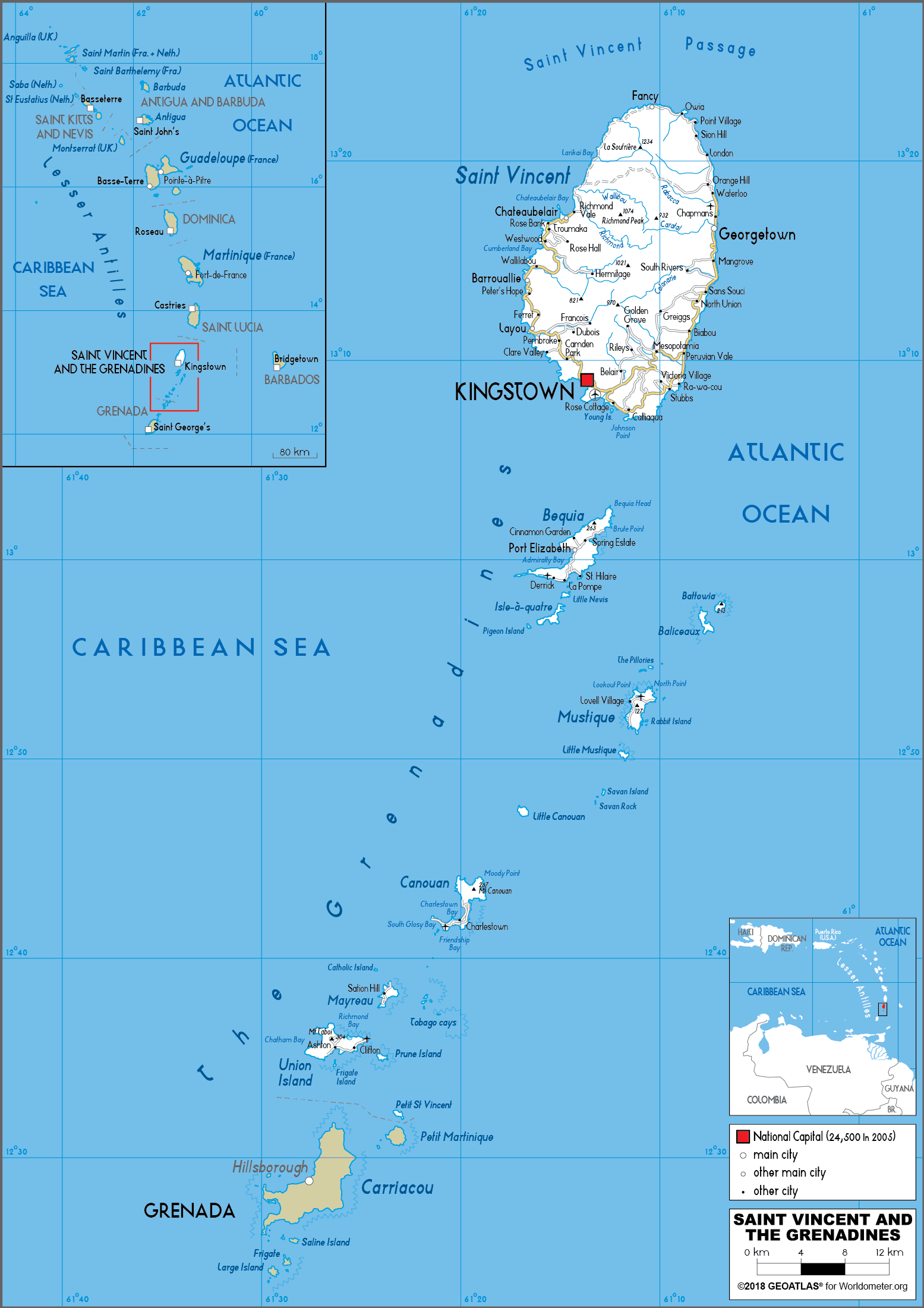 Cập nhật 2023: Bản đồ đất nước Saint Vincent và Grenadines năm 2023, , Bản đồ