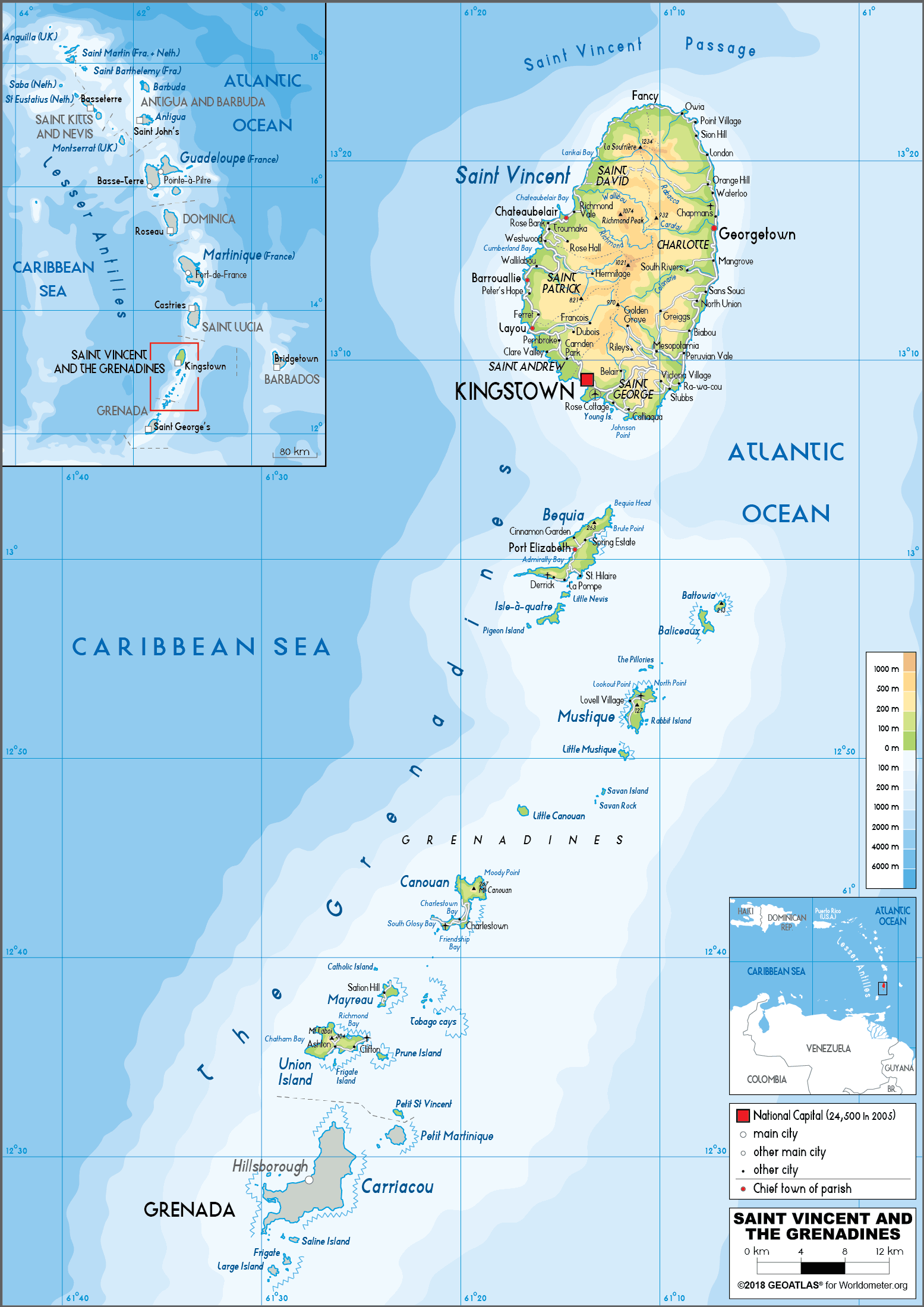 Cập nhật 2023: Bản đồ đất nước Saint Vincent và Grenadines năm 2023, , Bản đồ