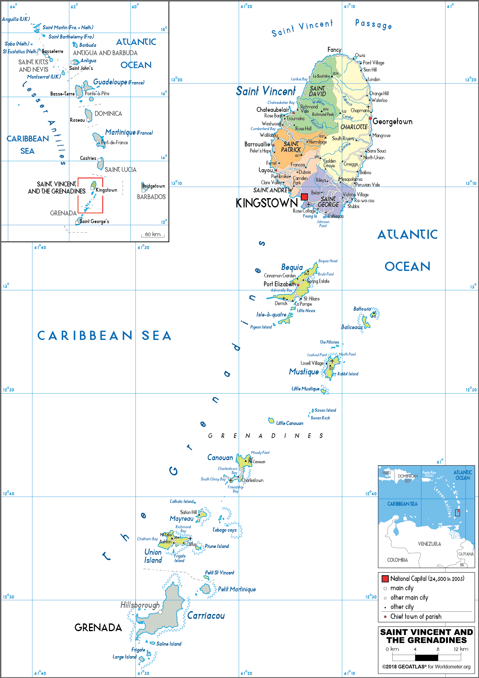 Cập nhật 2023: Bản đồ đất nước Saint Vincent và Grenadines năm 2023, , Bản đồ