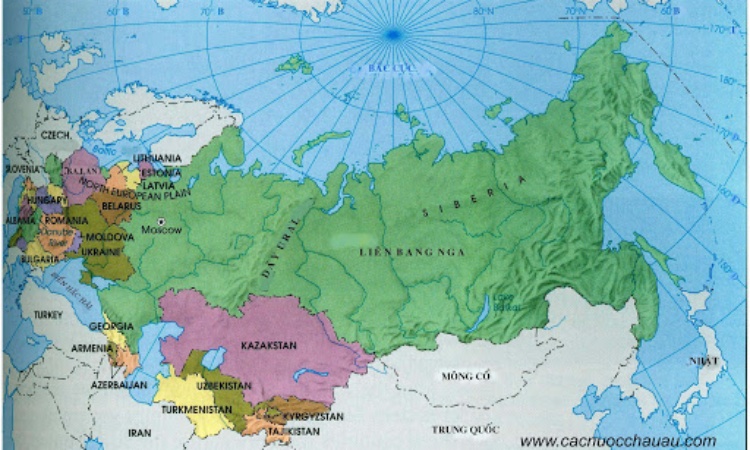 Bản đồ nước Nga (Russia) khổ lớn phóng to năm 2022