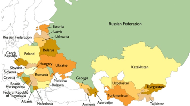 Bản đồ các quốc gia có biên giới với Nga