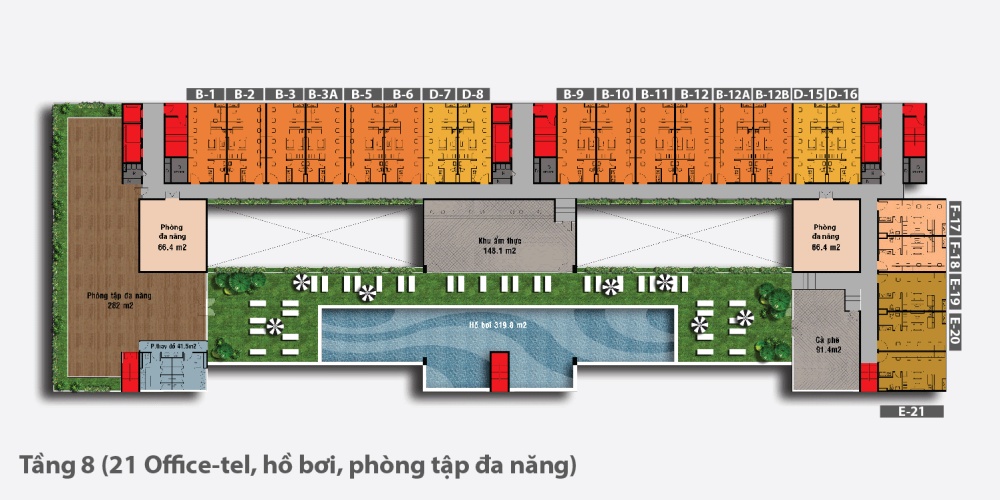 Mặt bằng căn hộ Officetel Tầng 8