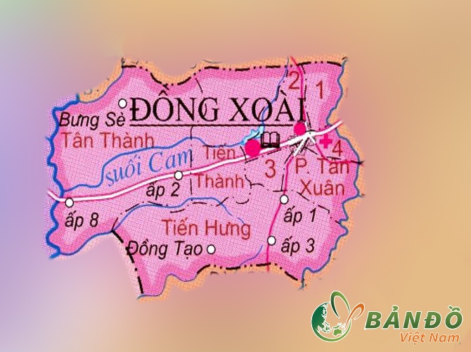 Bản đồ hành chính Thành phố Đồng Xoài