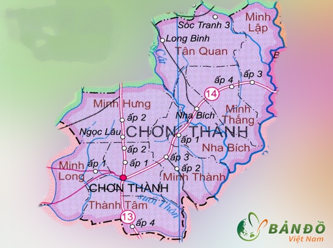 Bản đồ hành chính các xã huyện Chơn Thành