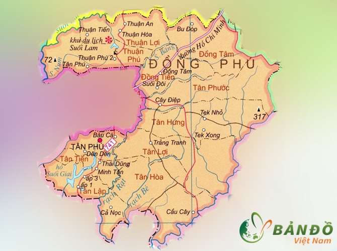 Bản đồ hành chính các xã tại Huyện Đồng Phú
