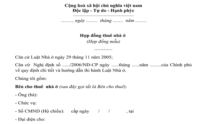 Mẫu Hợp Đồng Thuê Nhà Đơn Giản Và Chính Xác Năm 2023