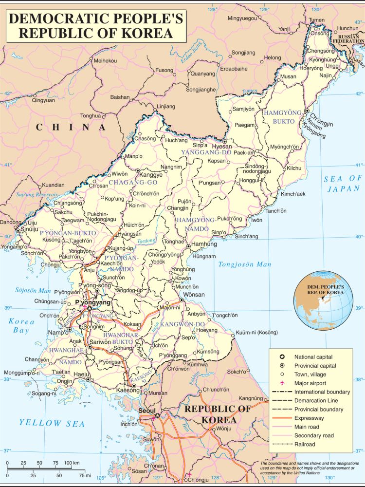 Bản đồ của Bắc Triều Tiên