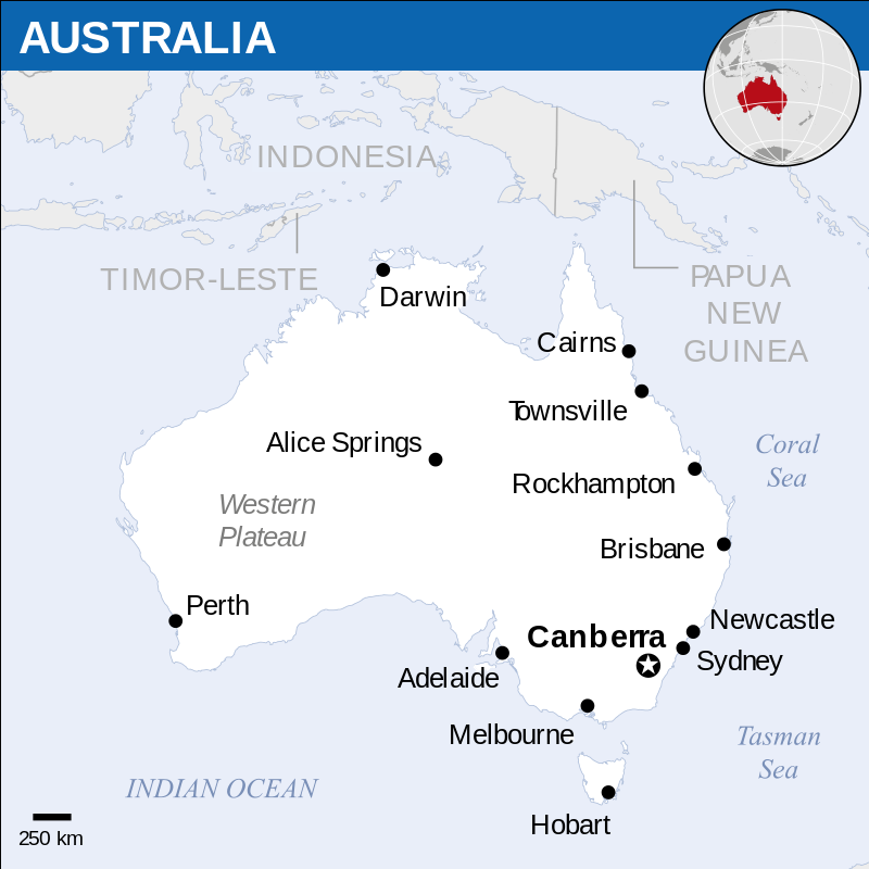 Bản đồ các thành phố của Úc