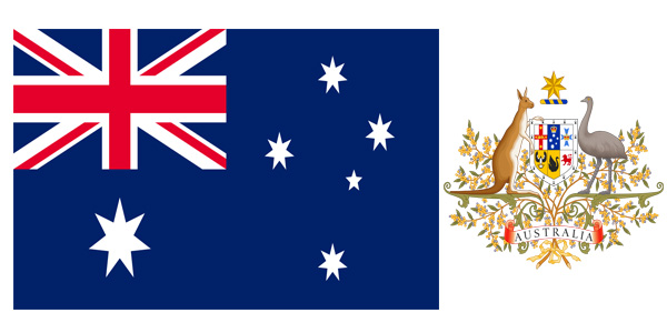 Quốc kỳ Úc có một nền màu lam với Quốc kỳ Anh Quốc tại góc kéo cờ trên, và một sao bảy cánh lớn được gọi là sao Thịnh vượng chung tại góc kéo cờ dưới. Phần bay gồm biểu trưng của chòm sao Nam Thập Tự, gồm 5 sao trắng – một sao nhỏ 5 cánh và 4 sao lớn 7 cánh