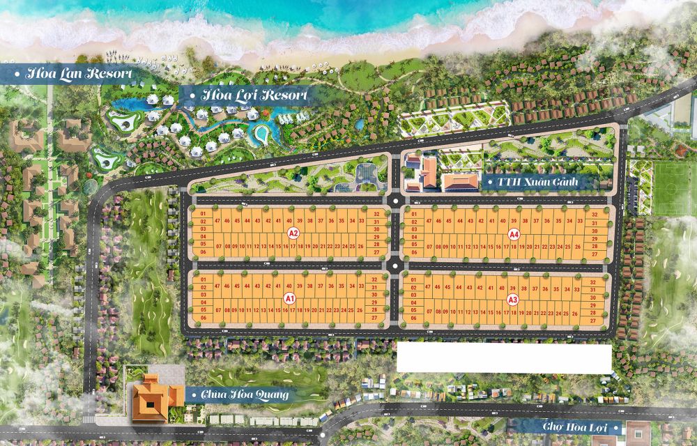 Mặt bằng phân lô dự án đất nền Hòa Lợi Residences