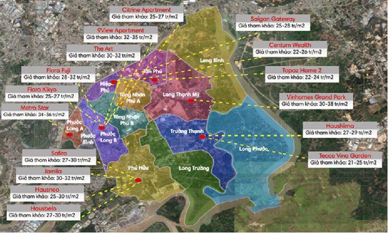 Mô phỏng giá bán căn hộ Chung cư Quận 9 hiện nay