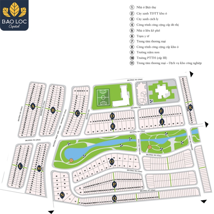 Mặt bằng phân khu 1 dự án Bảo Lộc Capital Lâm Đồng