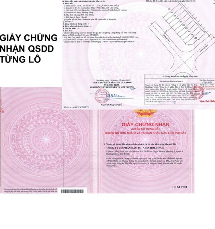 Pháp lý sổ đỏ tại dự án Bảo Lộc Golden City Lâm Đồng