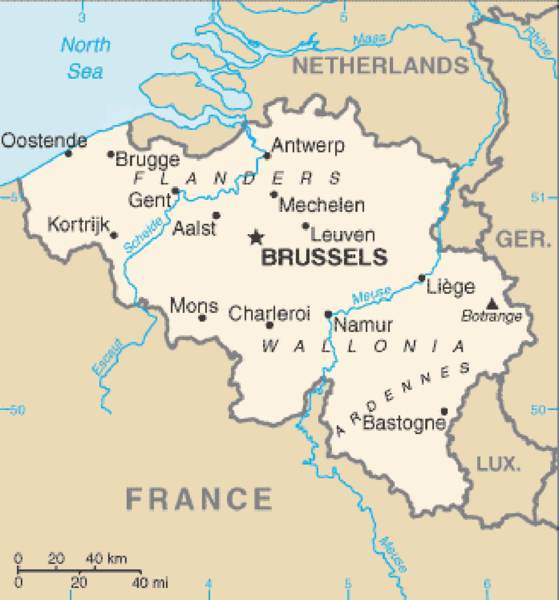 Bản đồ cuối cùng của Bỉ bằng tiếng Anh vào năm 2022