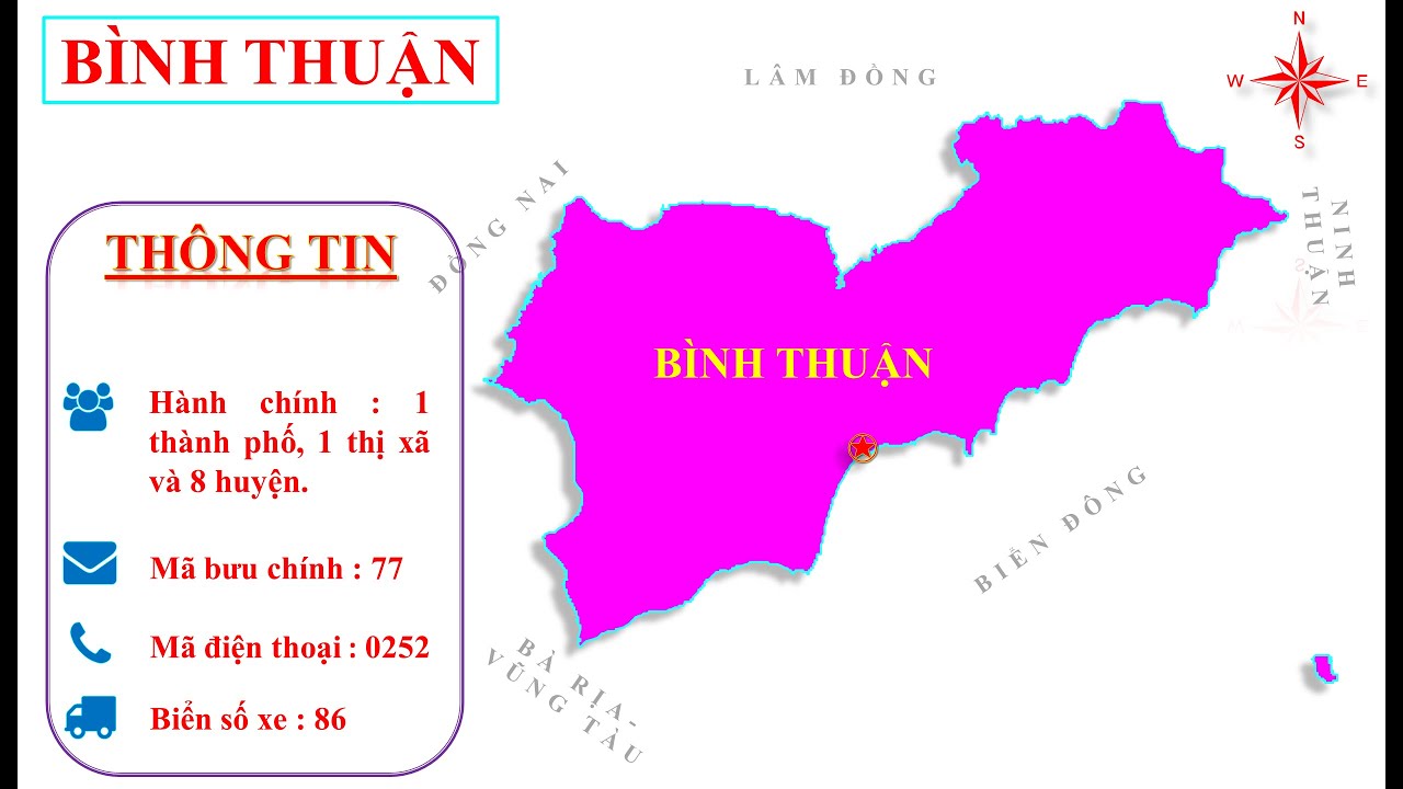 Bản đồ hành chính tỉnh Bình Thuận khổ lớn năm 2023