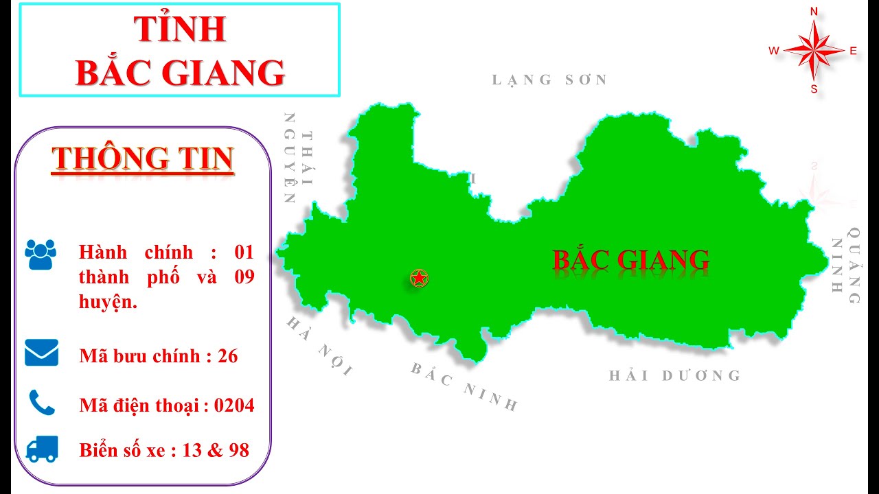 Bản đồ hành chính tỉnh Bắc Giang khổ lớn năm 2023
