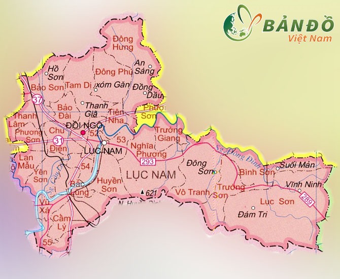 Bản đồ hành chính huyện Lục Nam