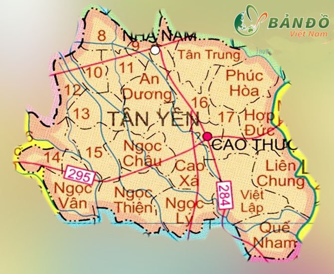 Bản đồ hành chính huyện Tân Yên
