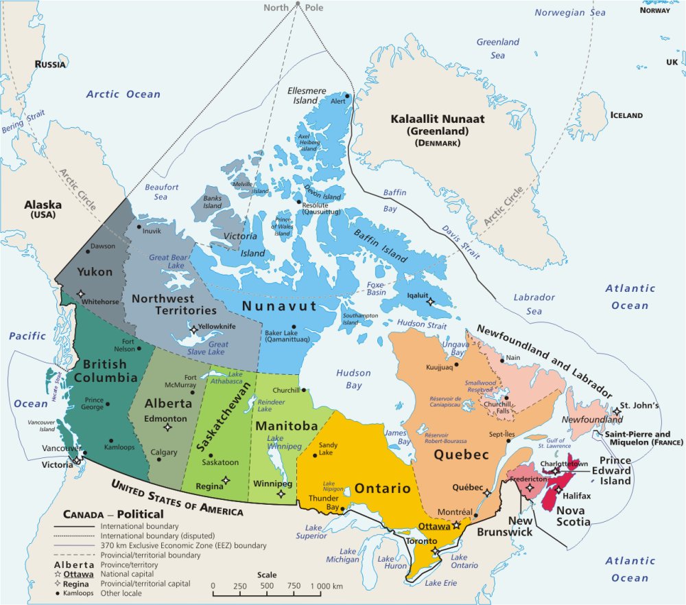 Bản đồ Canada khổ lớn năm 2022