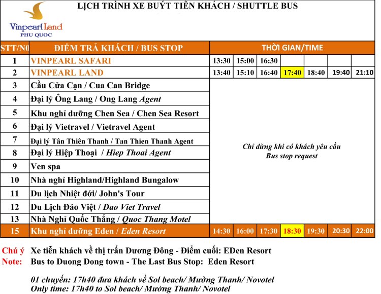 Bạn nên nắm lịch trình xe bus tại Vinpearl Land Phú Quốc