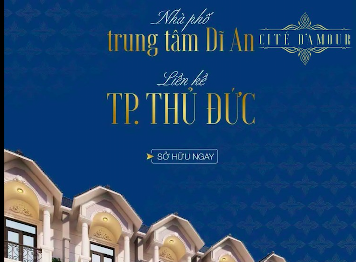 Nhà phố trung tâm Dĩ An Cité D’amour, liền kế TP Thủ Đức