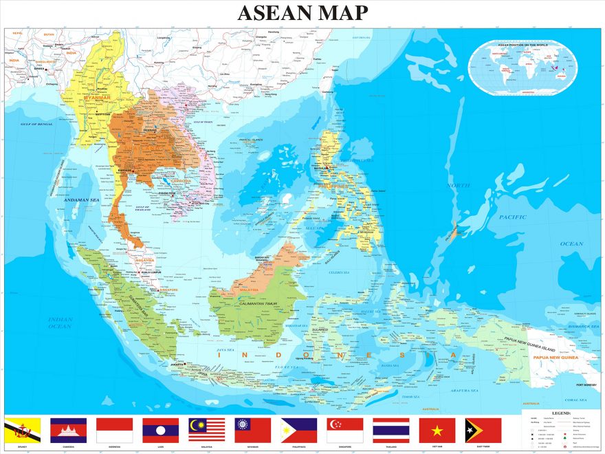 Bản đồ 11 nước Đông Nam Á khổ lớn năm 2022