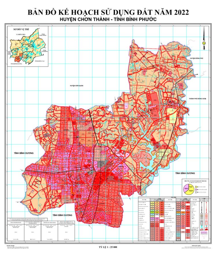 Bản đồ kế hoạch sử dụng đất huyện Chơn Thành trong năm 2022