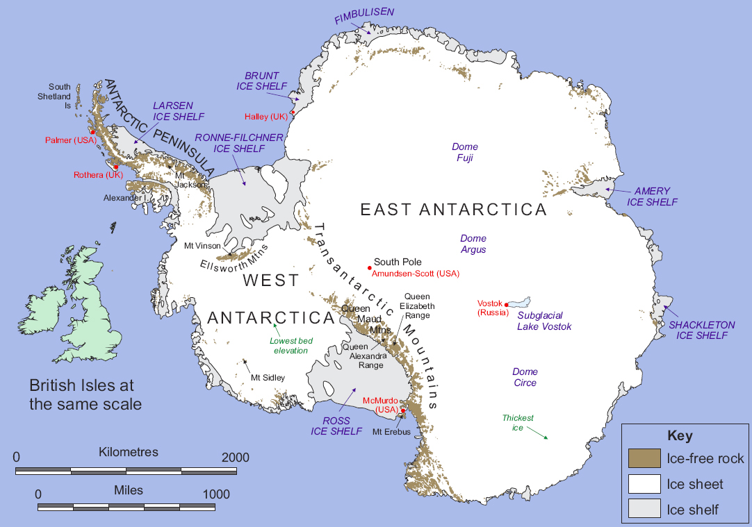 Bản đồ các nước Châu Nam Cực (Antarctica Map) Khổ lớn, Phóng to 2024