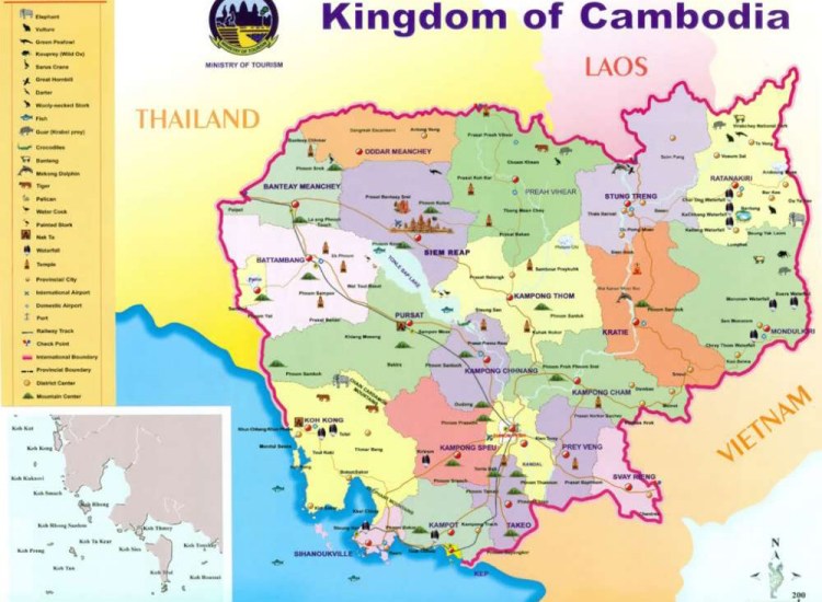 Bản đồ Campuchia (Cam-pu-chia) khổ lớn phóng to năm 2022