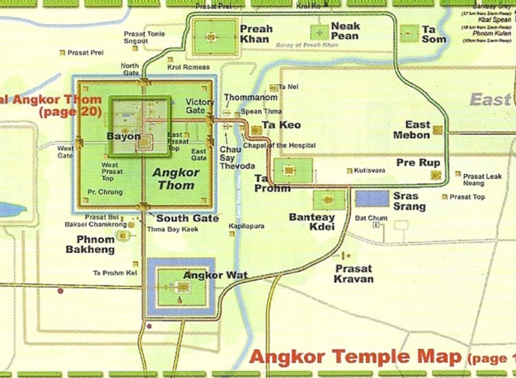 Bản đồ du lịch Angkor tại Campuchia