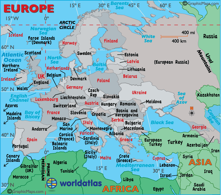 Bản đồ Châu Âu (Europe Map) khổ lớn phóng to năm 2022