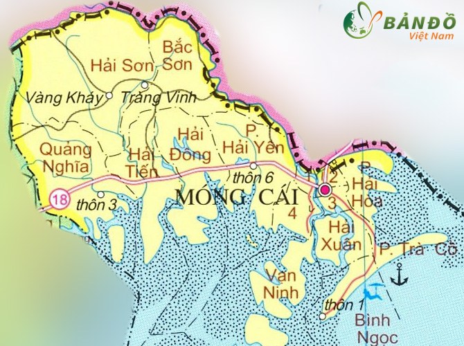 Bản đồ hành chính thành phố Móng Cái